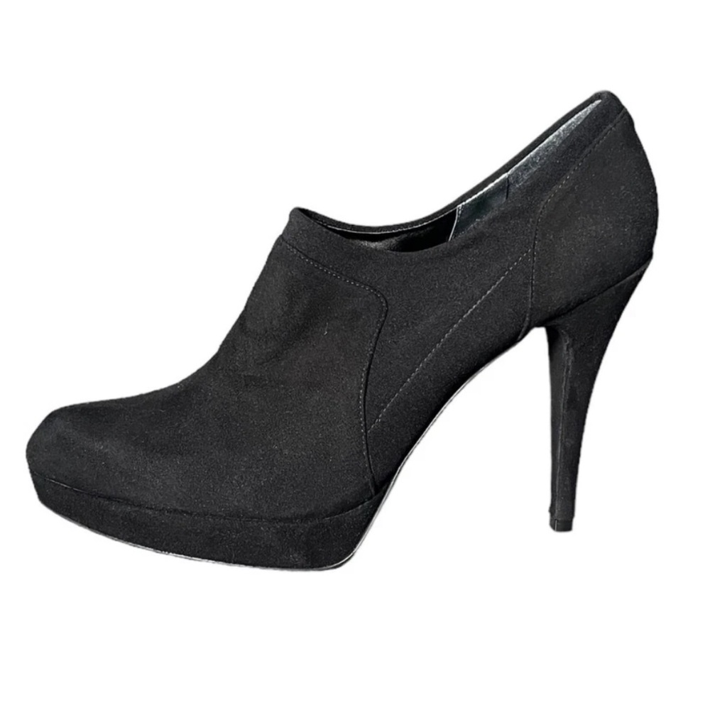 Stuart Weitzman Hold Me Black Suede Platform Stiletto Ankle Bootie‎ Size 6.5 M